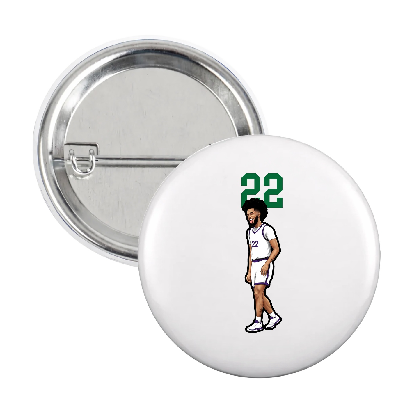 Game Day Button — Number Top in White
