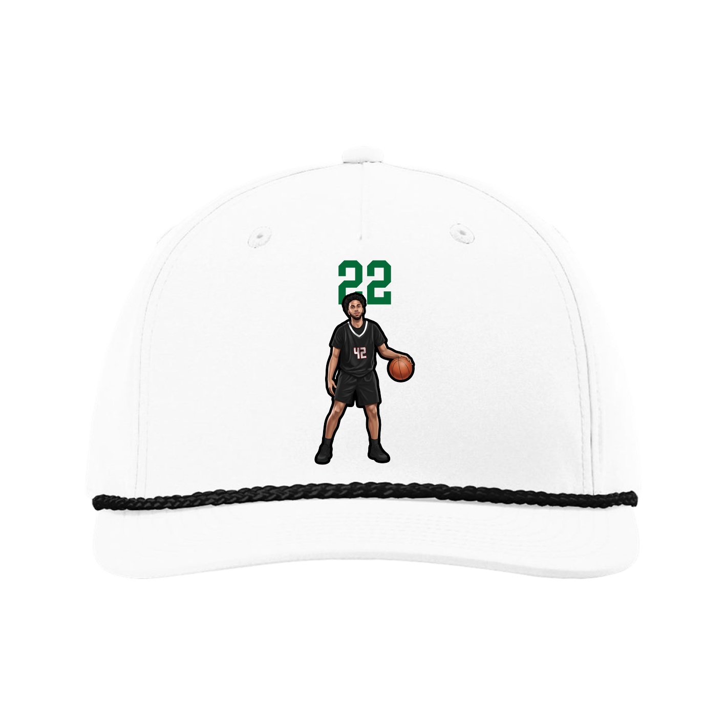 Five-Panel Classic Rope Cap — Number Top in White
