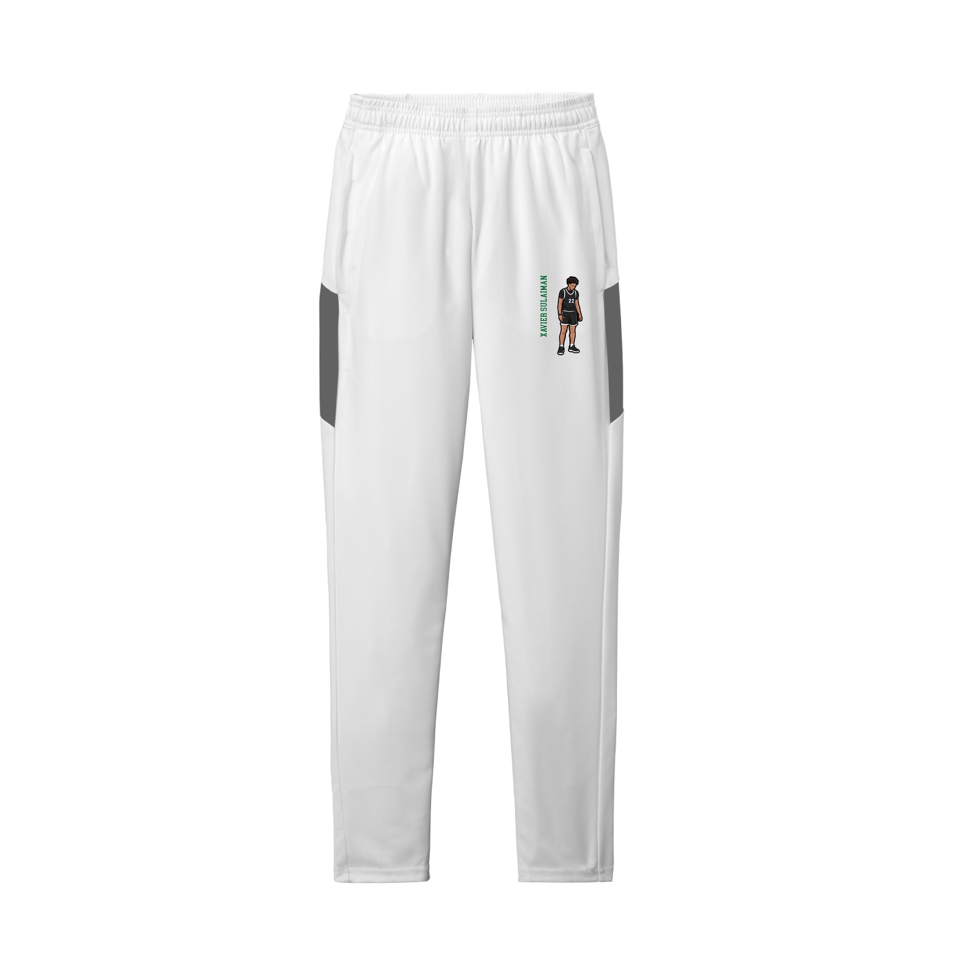 Team Travel Pant — Name Vertical in White/Grey