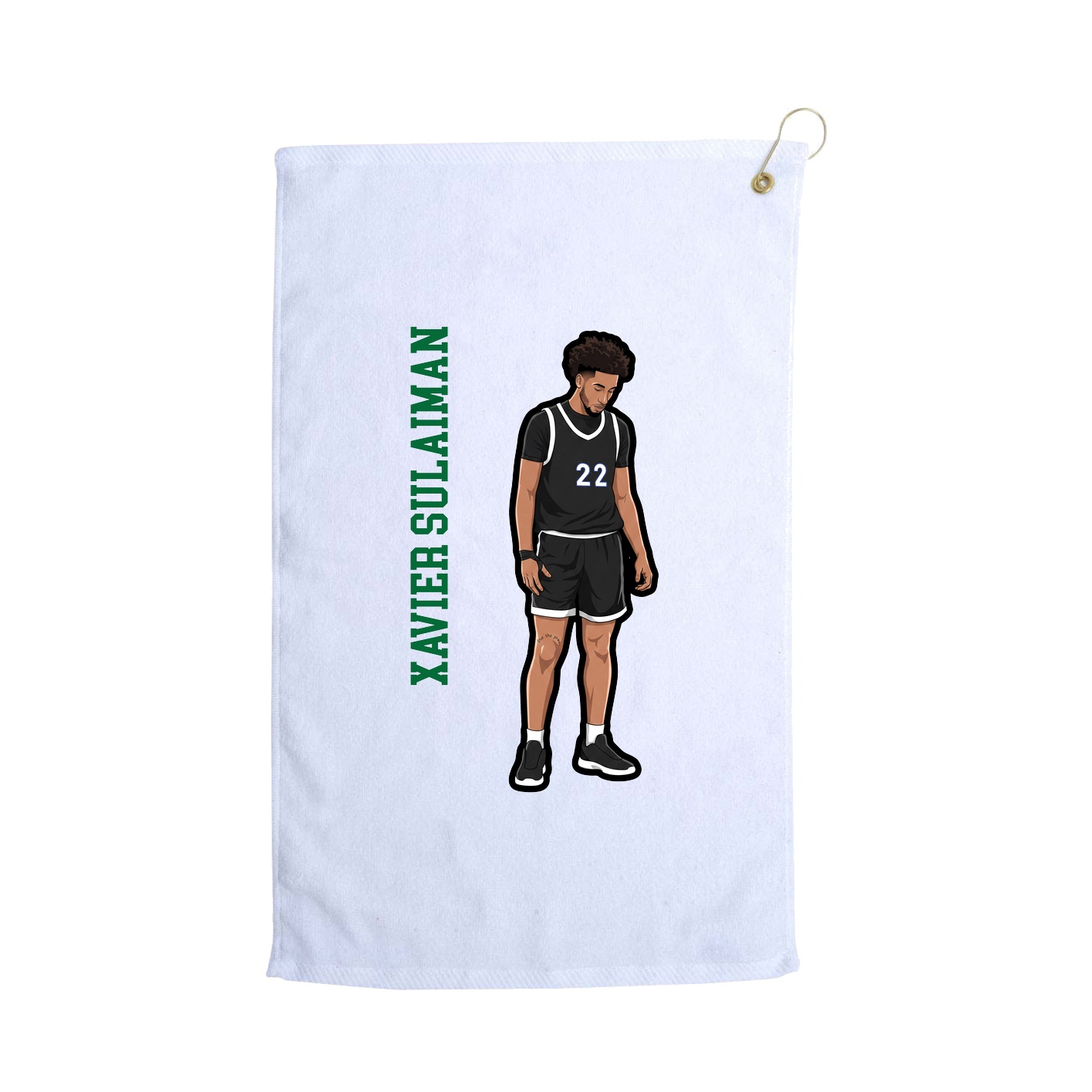 Golf Towel — Name Vertical in White