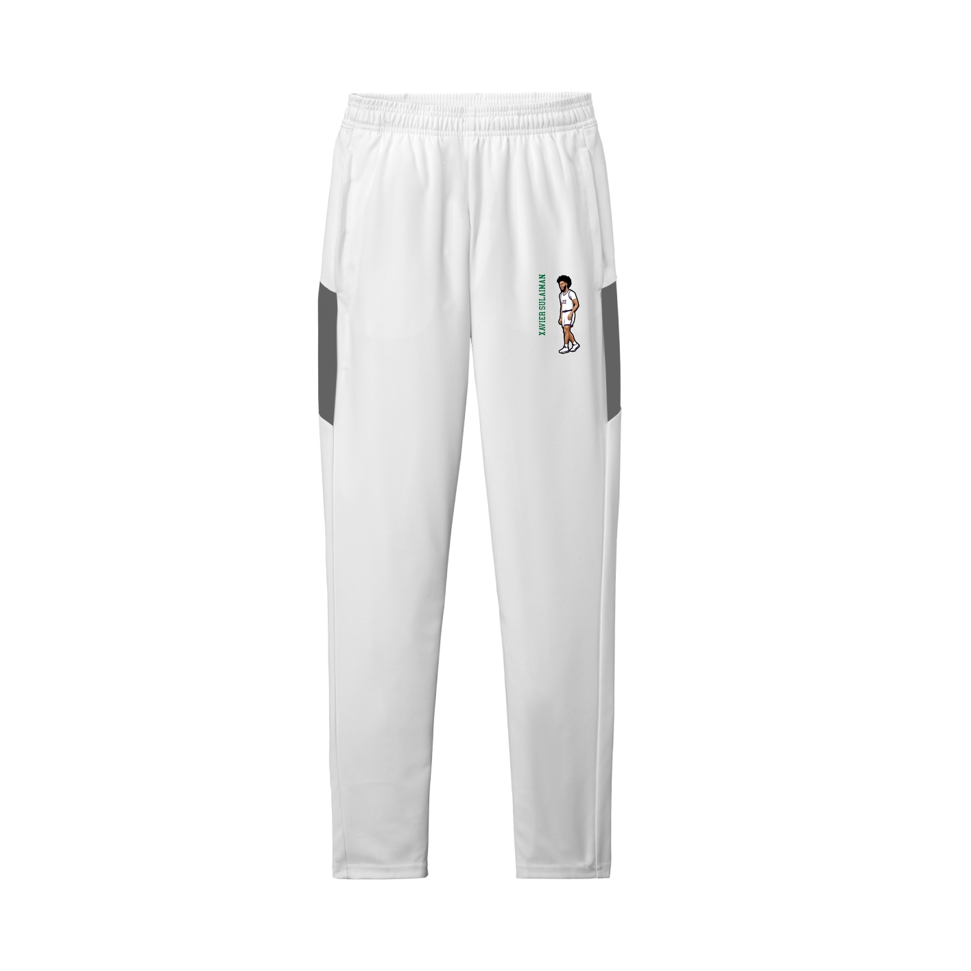 Team Travel Pant — Name Vertical in White/Grey