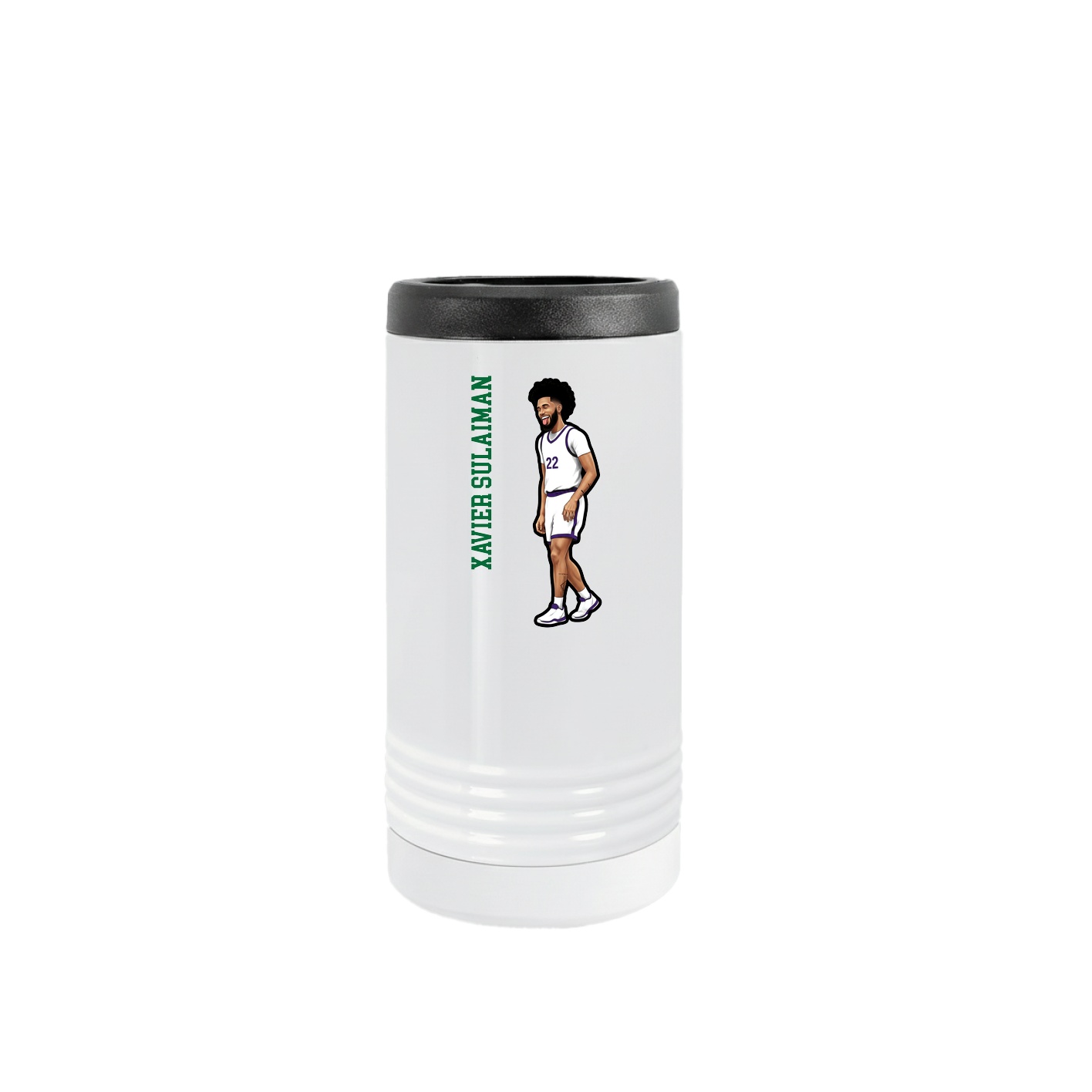Slim Beverage Holder — Name Vertical in White