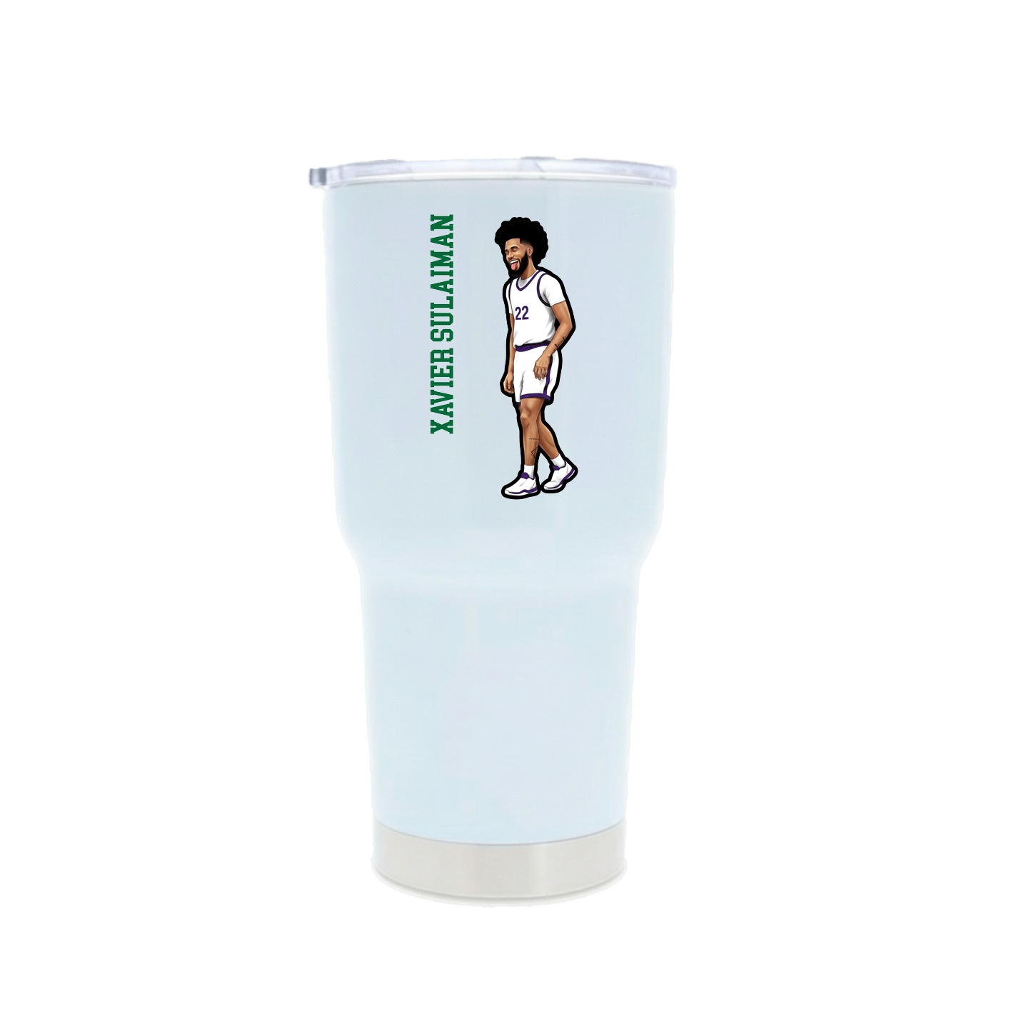 30oz Stainless Steel Tumbler — Name Vertical in White
