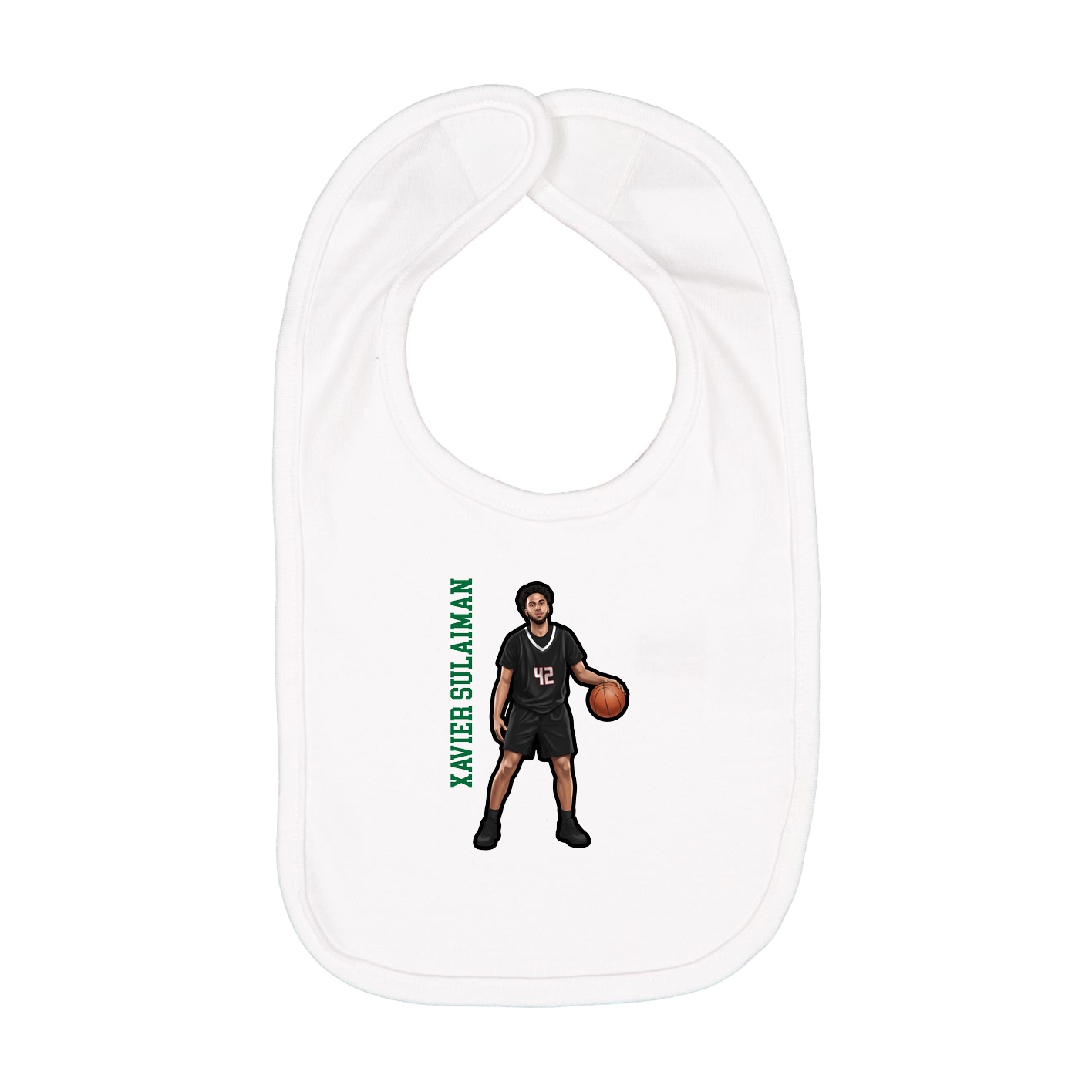 Infant Bib — Name Vertical in White