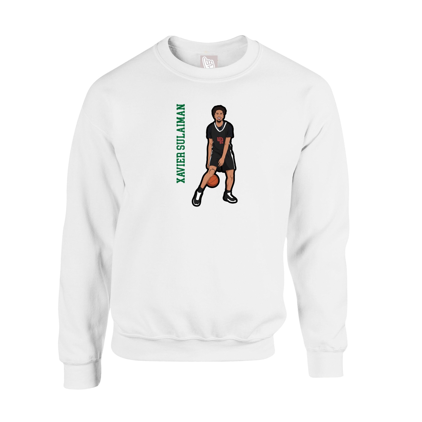 Fleece Crew — Name Vertical in White