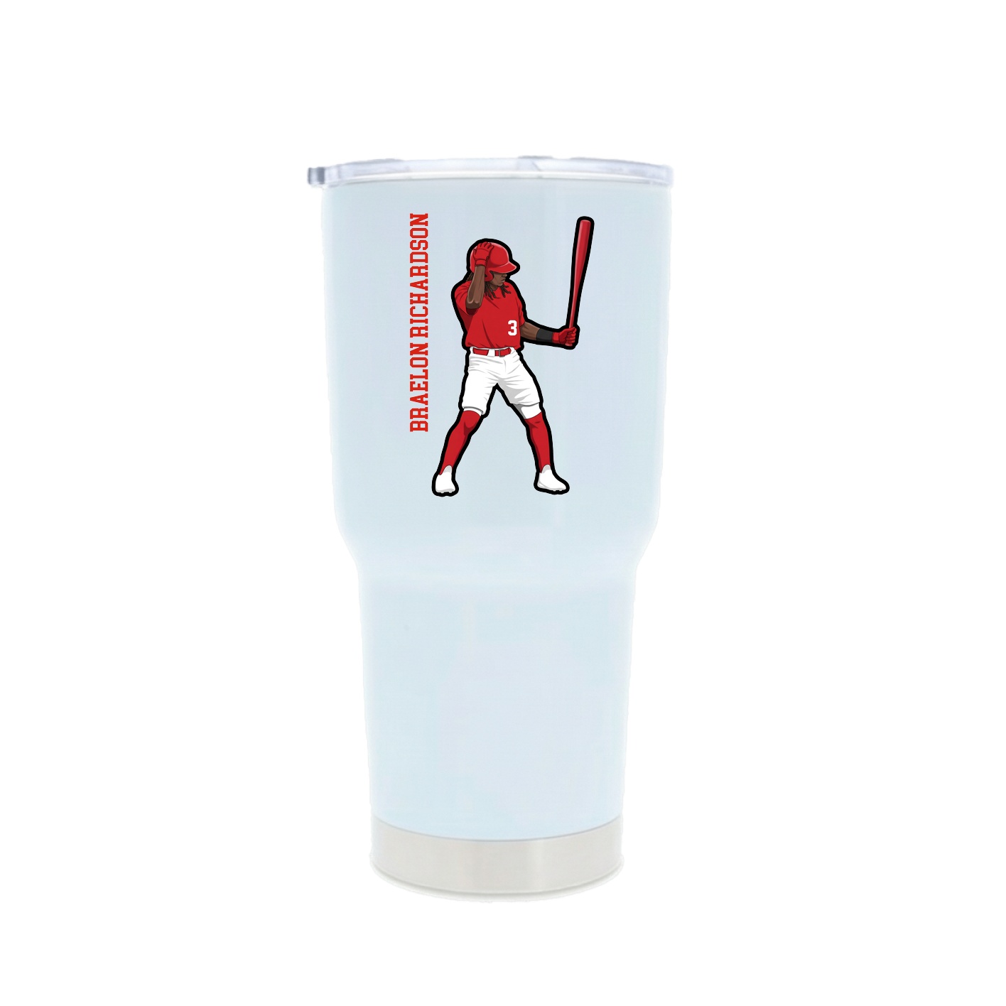 30oz Stainless Steel Tumbler — Name Vertical in White