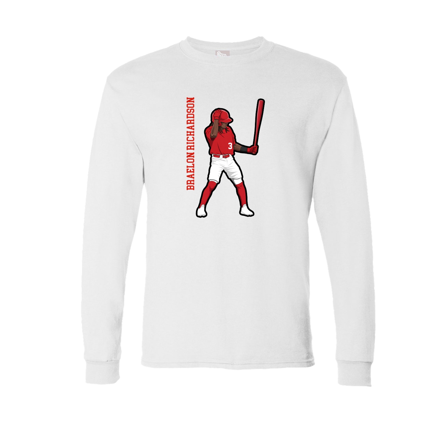 Long Sleeve Tee — Name Vertical in White