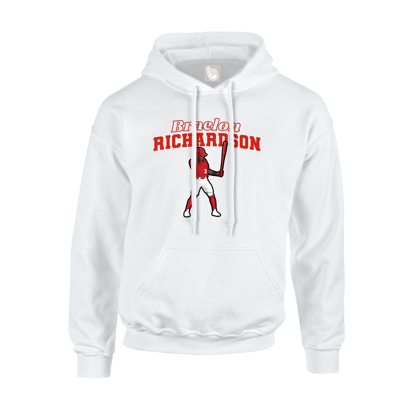 Youth Hoodie — Name Arch in White