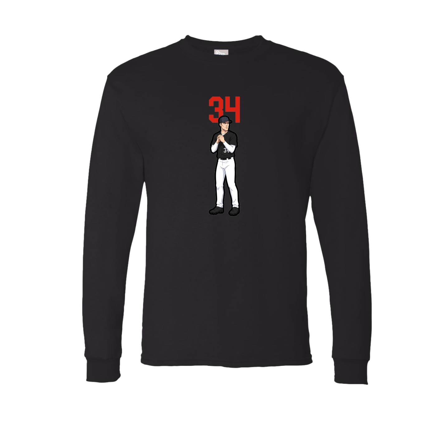 Long Sleeve Tee — Number Top in Black