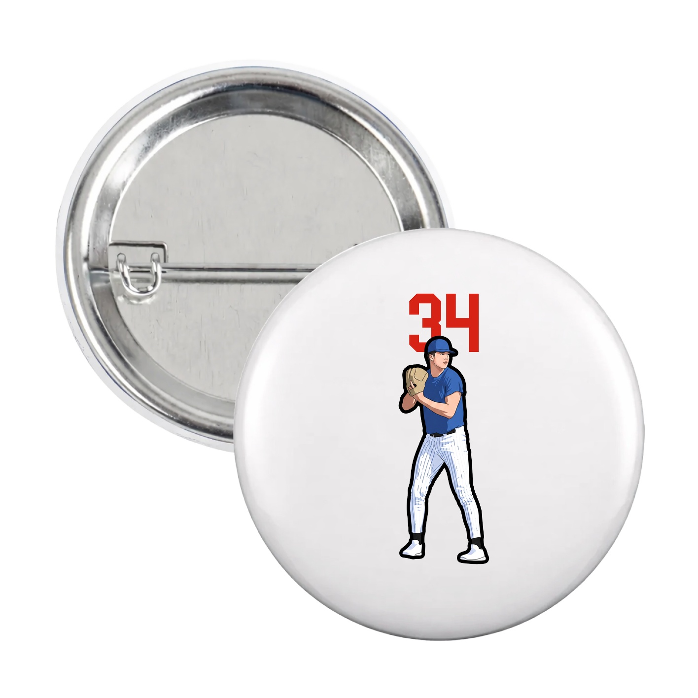 Game Day Button — Number Top in White