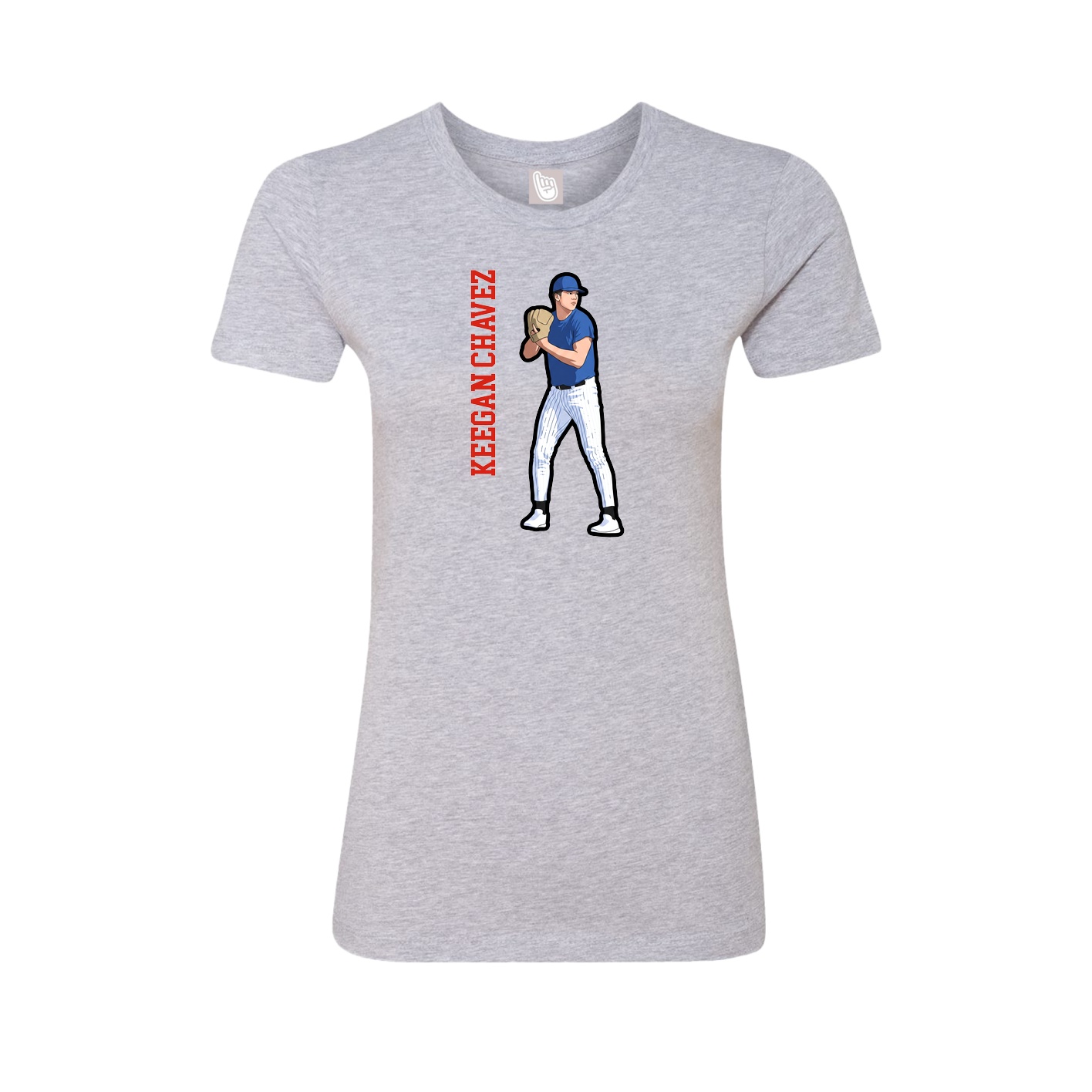 Fitted Women's Tee — Name Vertical in Grey