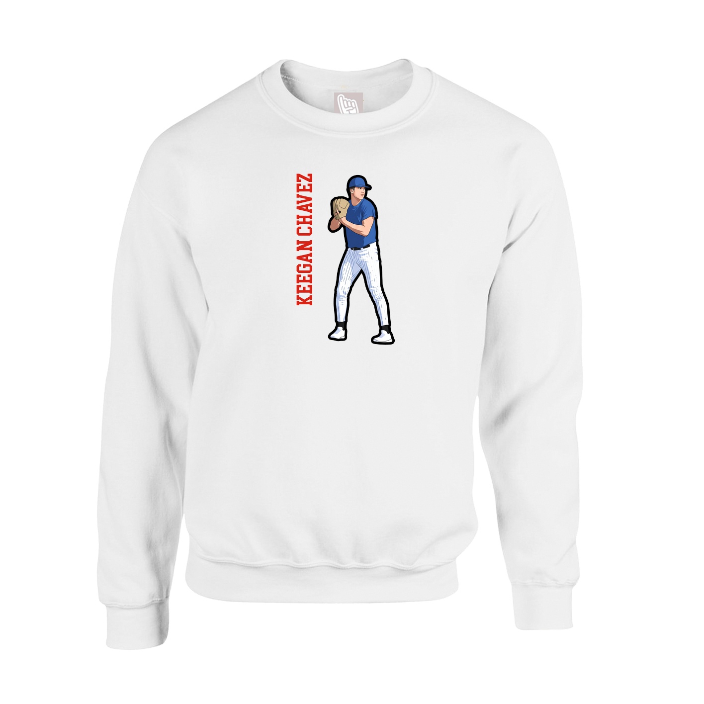 Fleece Crew — Name Vertical in White