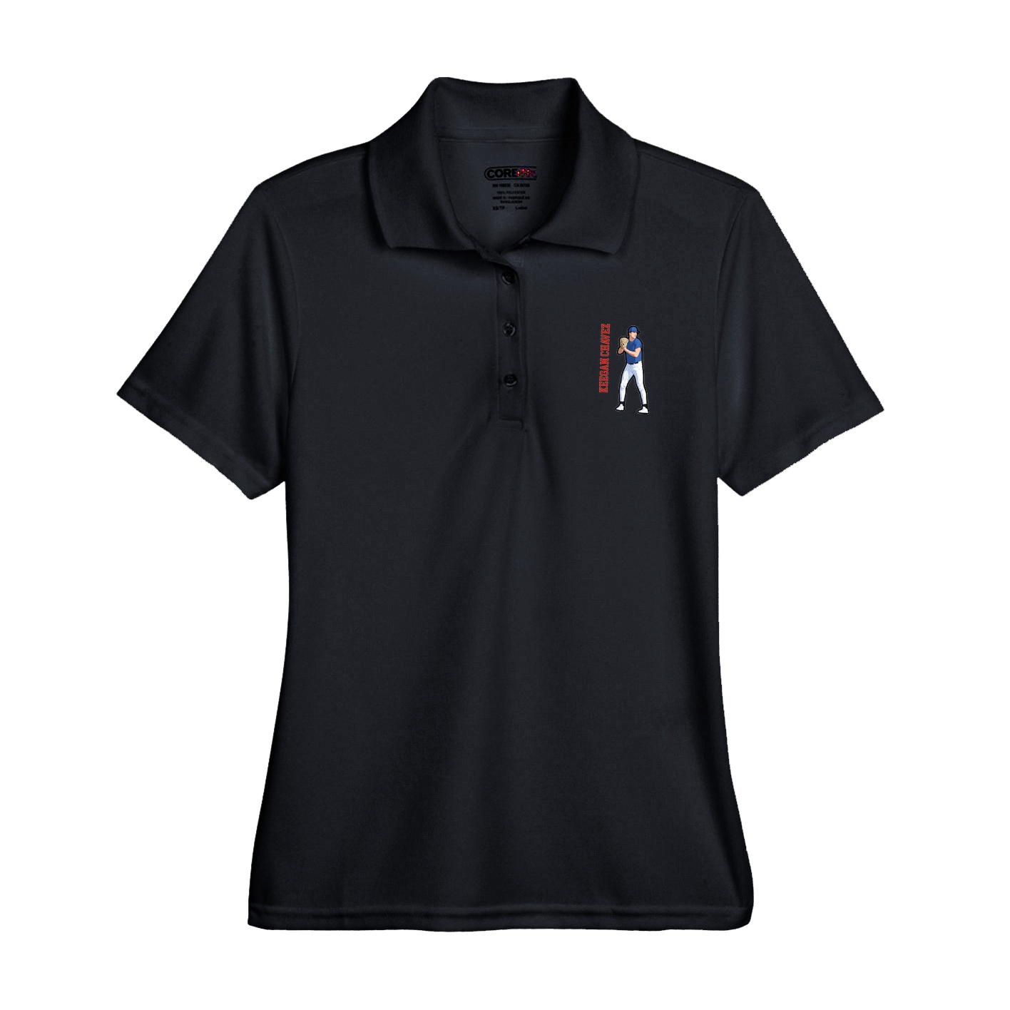 Womens Performance Polo — Name Vertical in Black