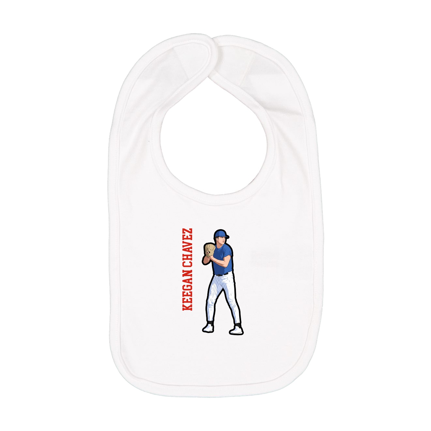 Infant Bib — Name Vertical in White