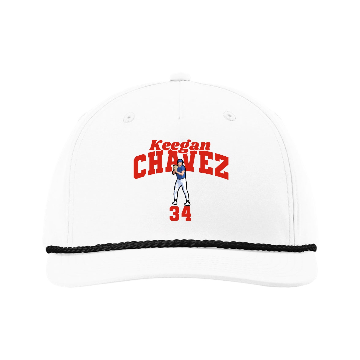 Five-Panel Classic Rope Cap — Signature Arch in White