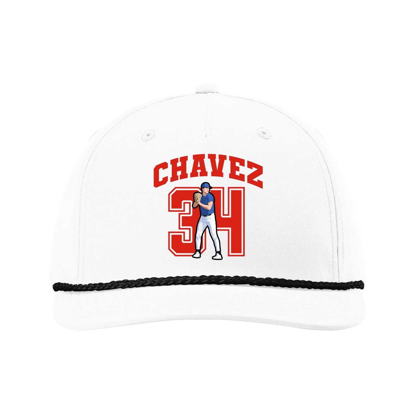 Five-Panel Classic Rope Cap — Number in White