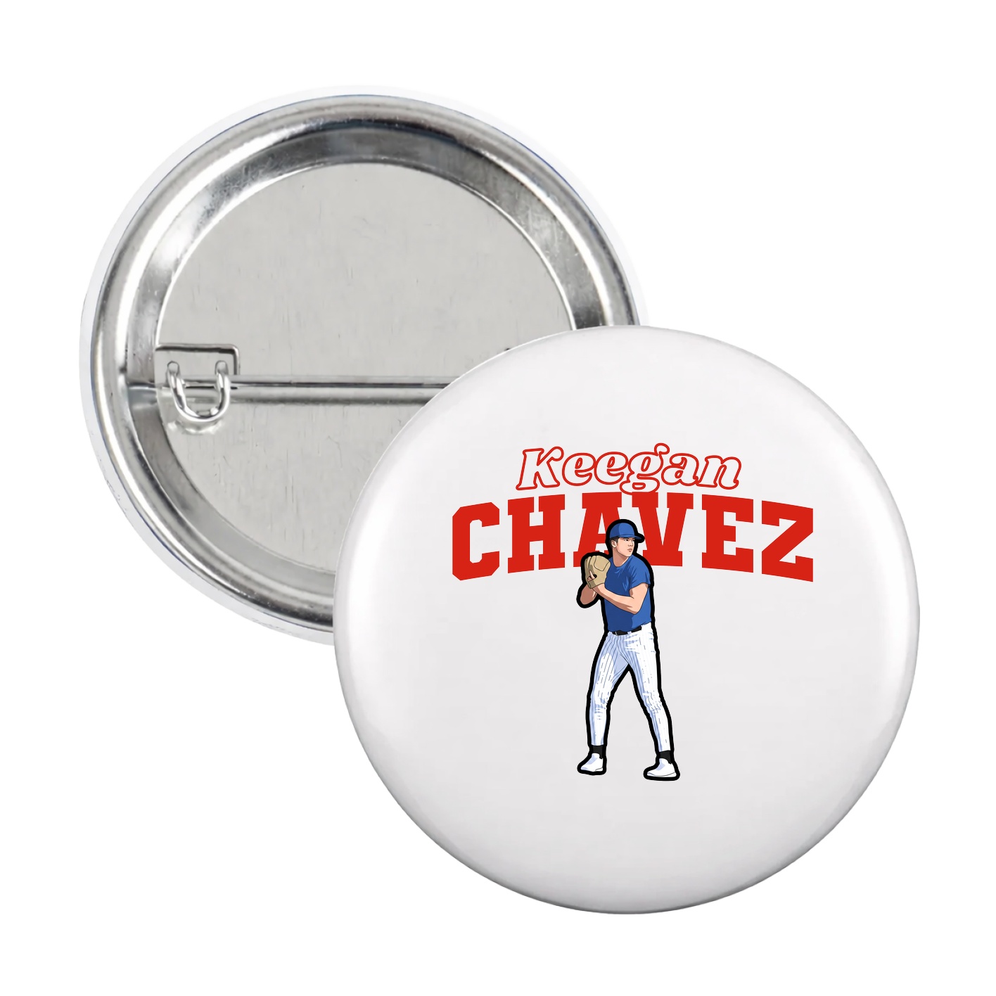Game Day Button — Name Arch in White