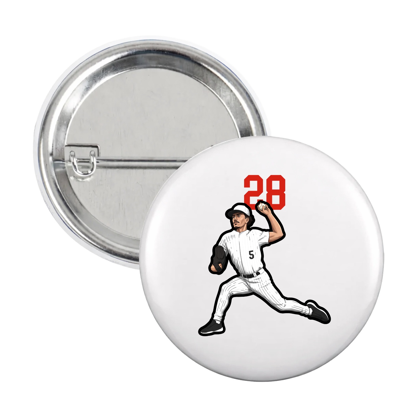 Game Day Button — Number Top in White