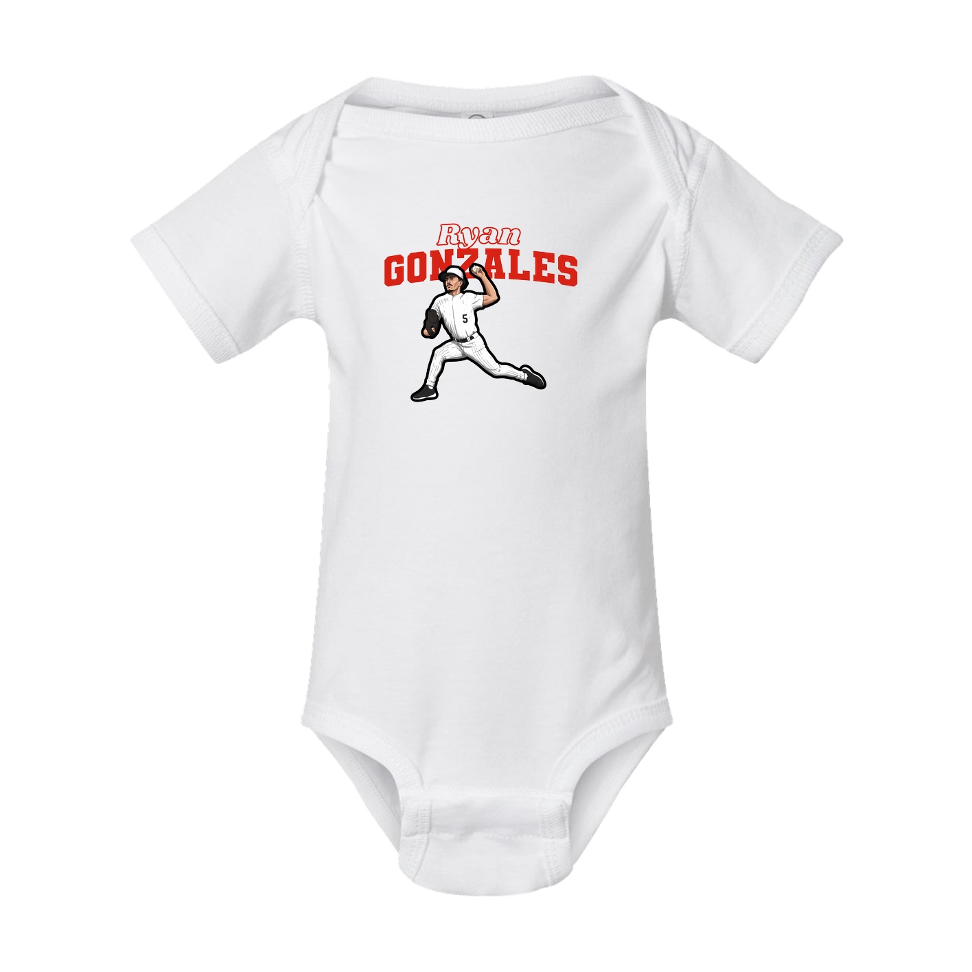 Baby Onesie — Name Arch in White