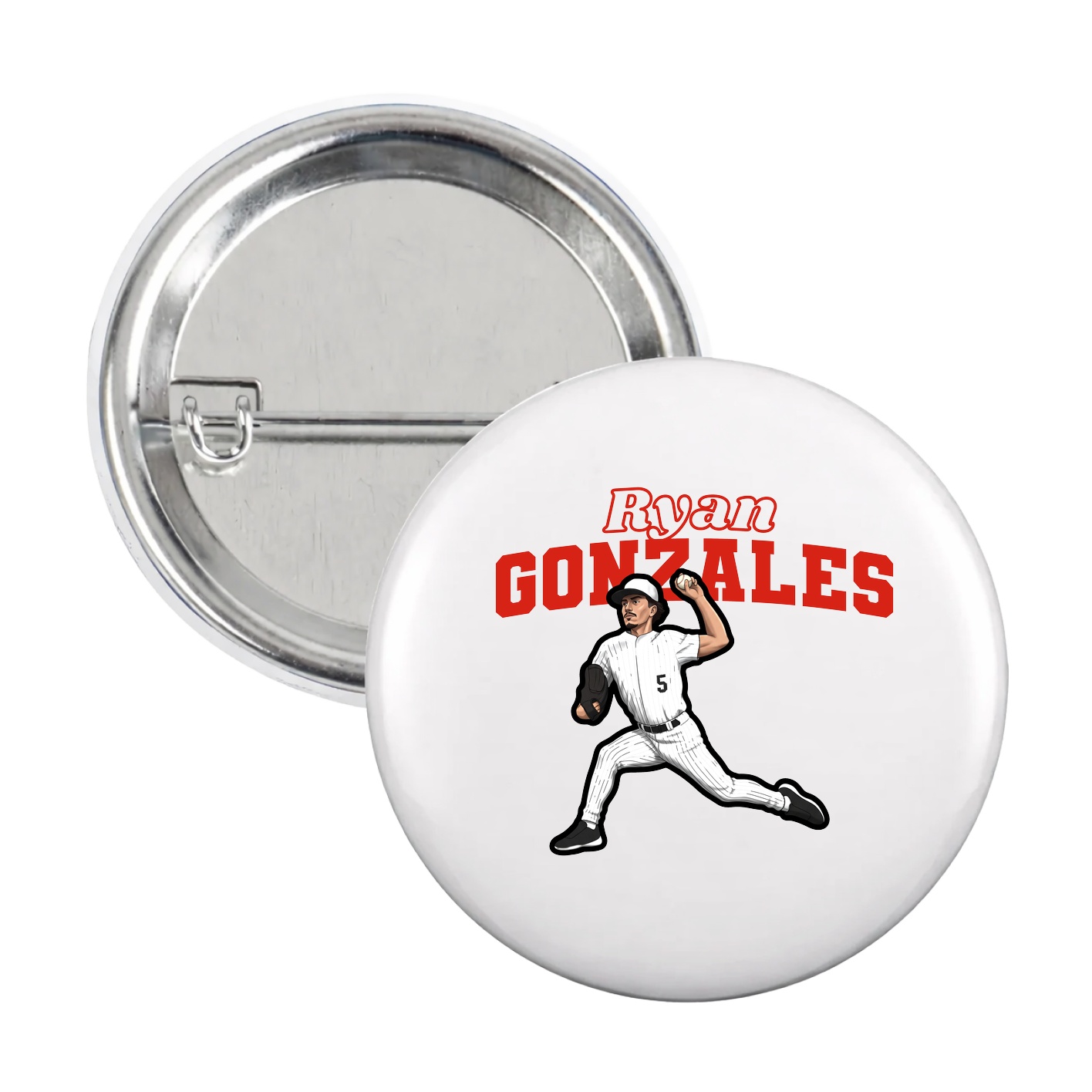 Game Day Button — Name Arch in White