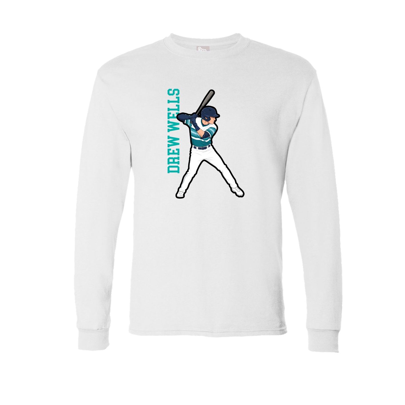 Long Sleeve Tee — Name Vertical in White