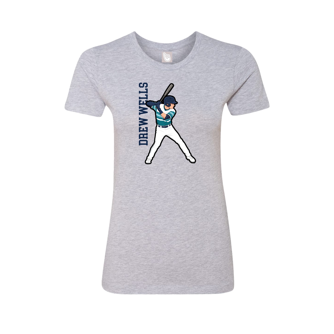 Fitted Women's Tee — Name Vertical in Grey