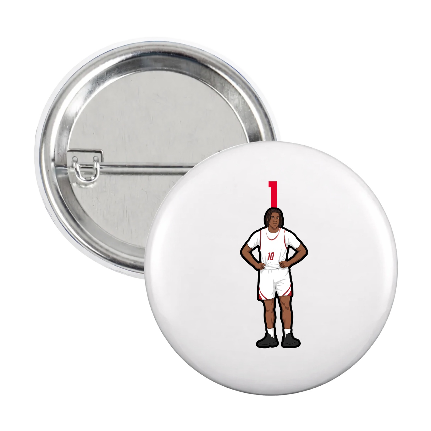 Game Day Button — Number Top in White