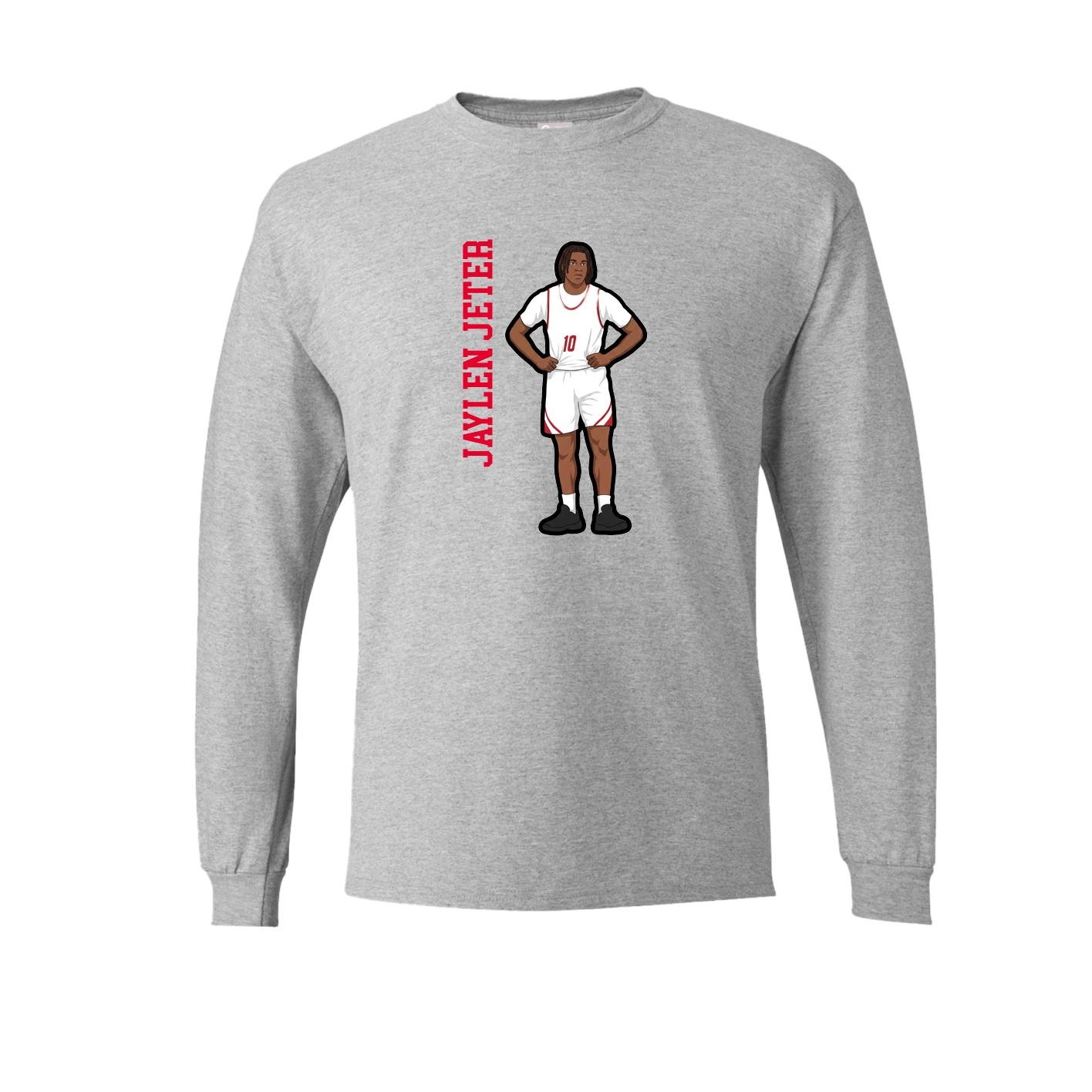 Long Sleeve Tee — Name Vertical in Grey
