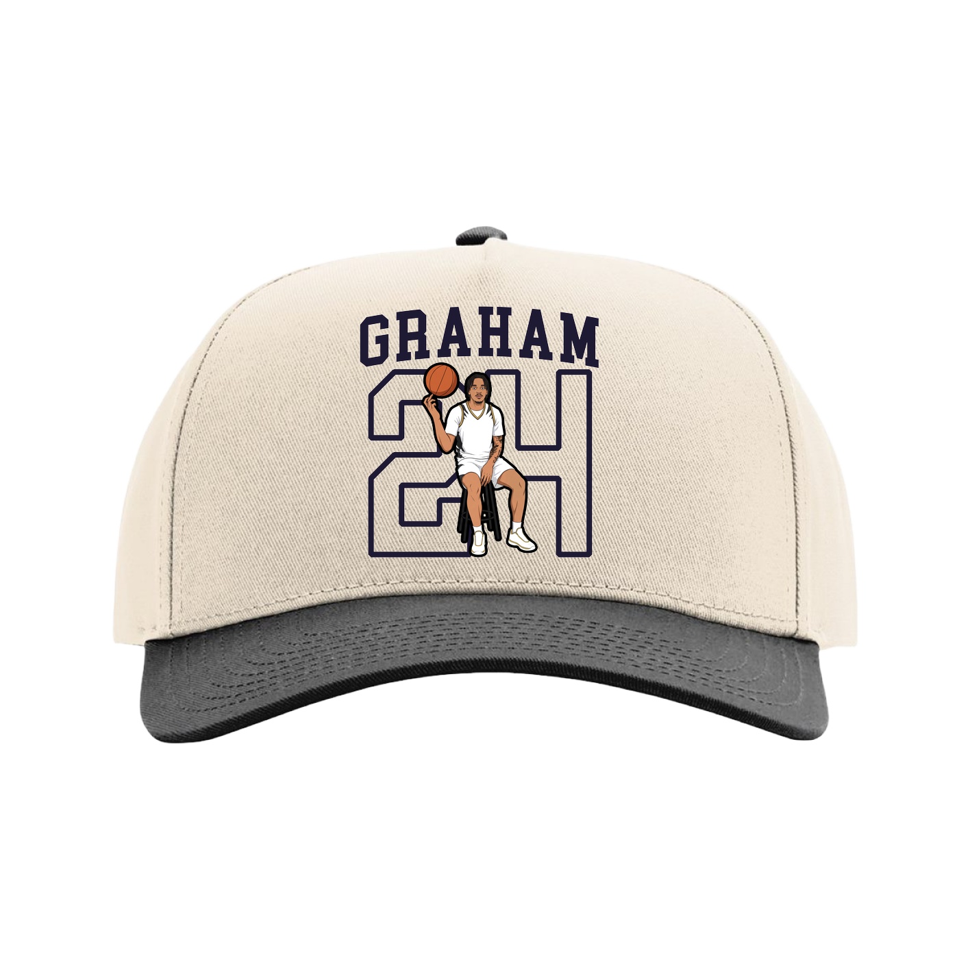 Full Fabric Five-Panel Champ Cap — Shirsey in Cream/Black