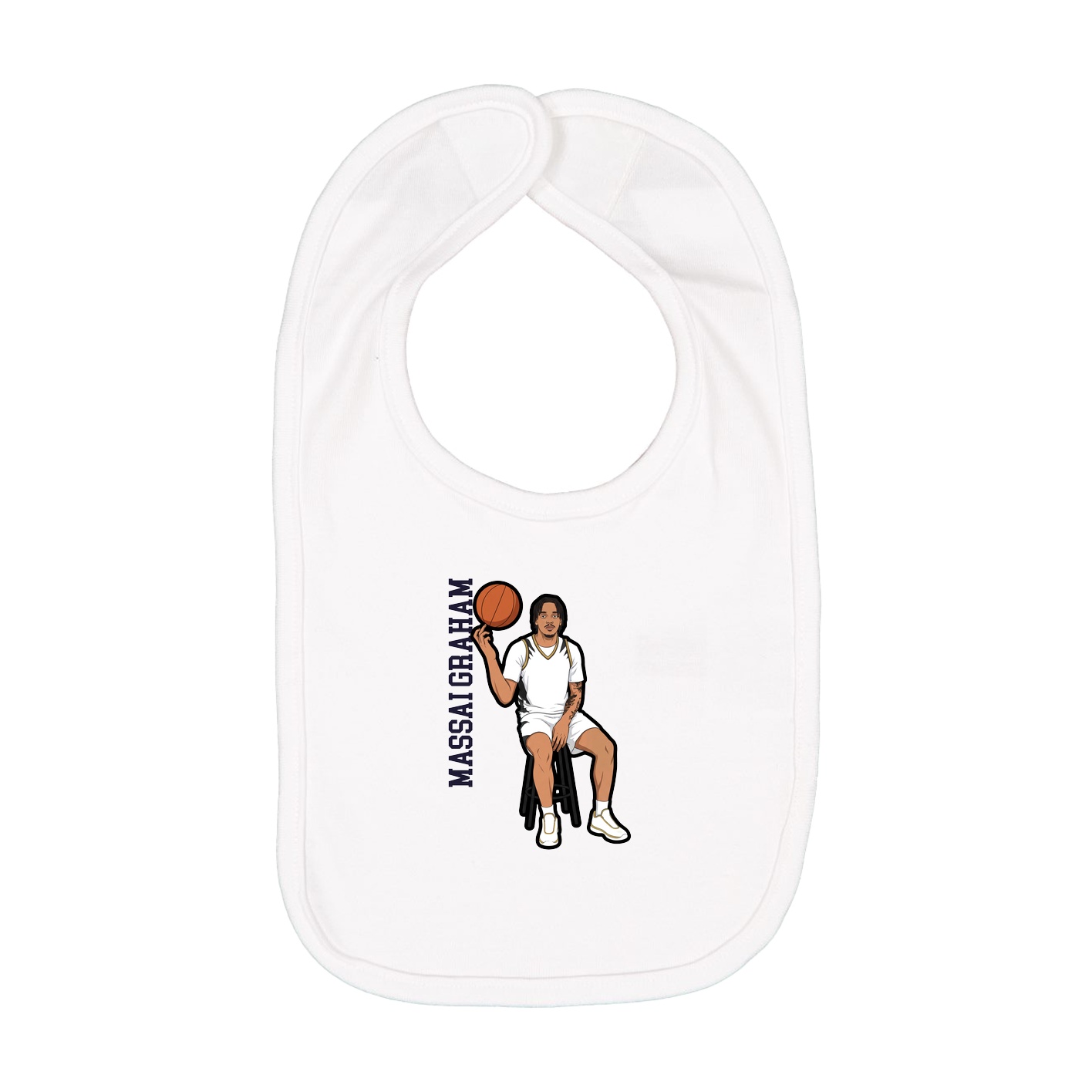 Infant Bib — Name Vertical in White