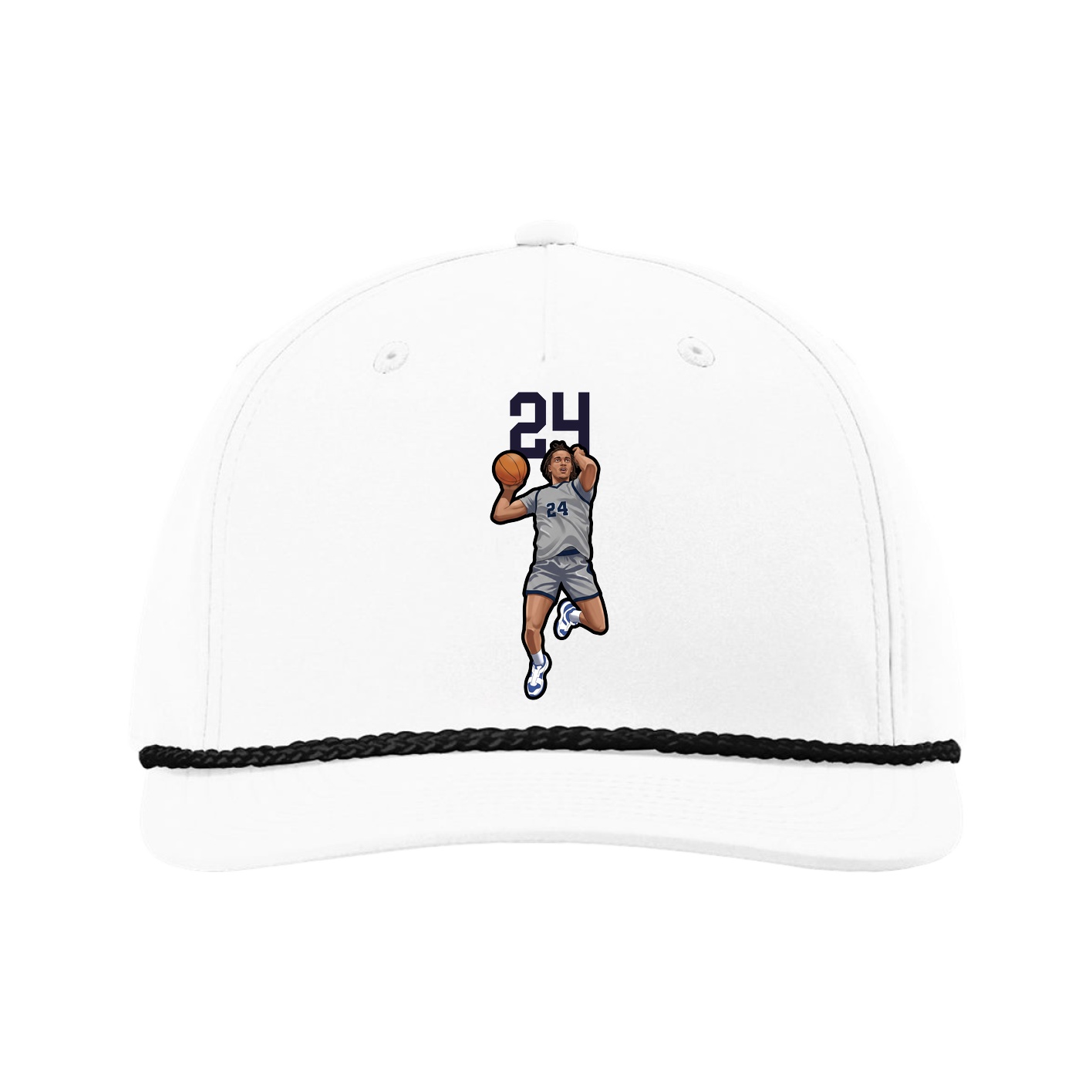 Five-Panel Classic Rope Cap — Number Top in White