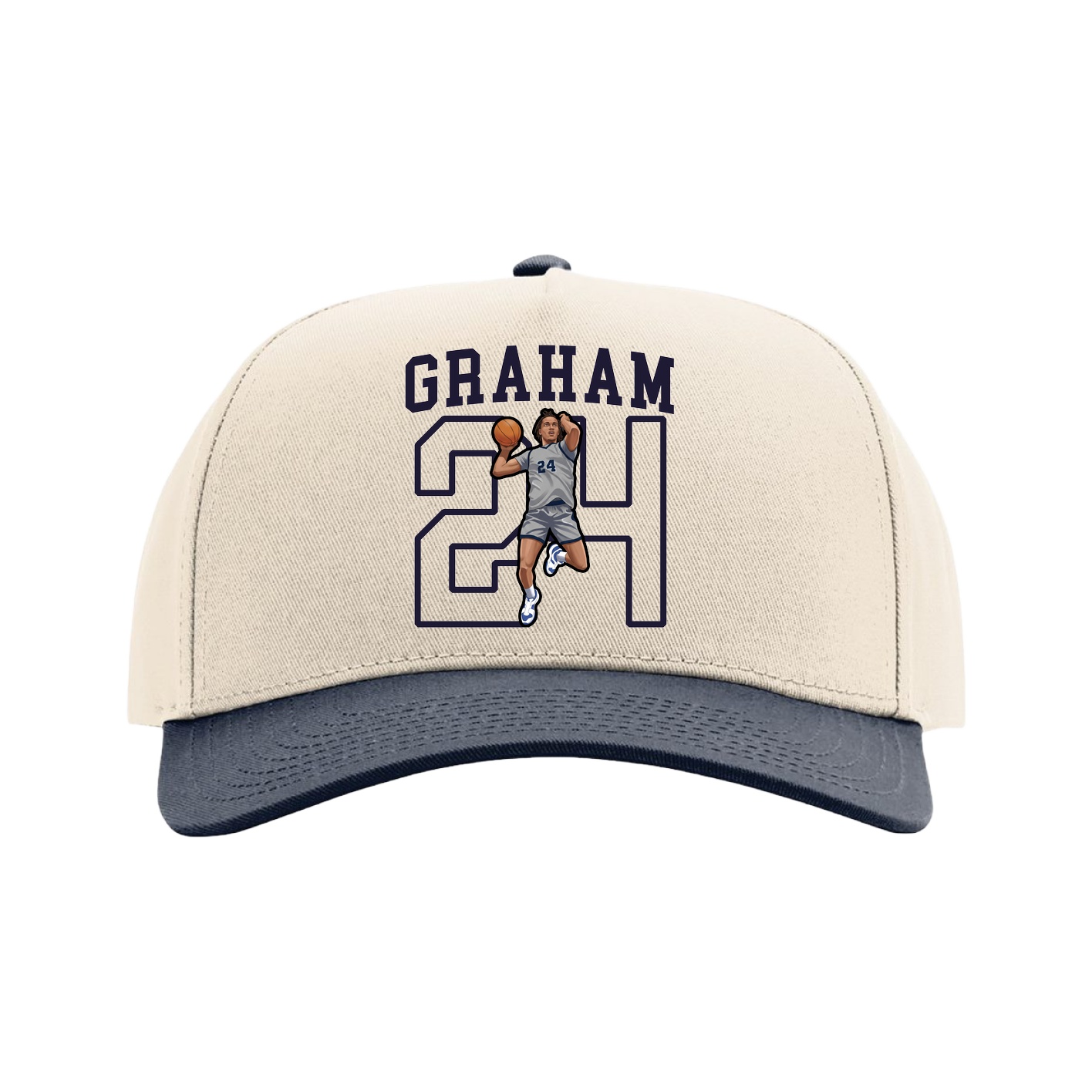Full Fabric Five-Panel Champ Cap — Shirsey in Cream/Navy