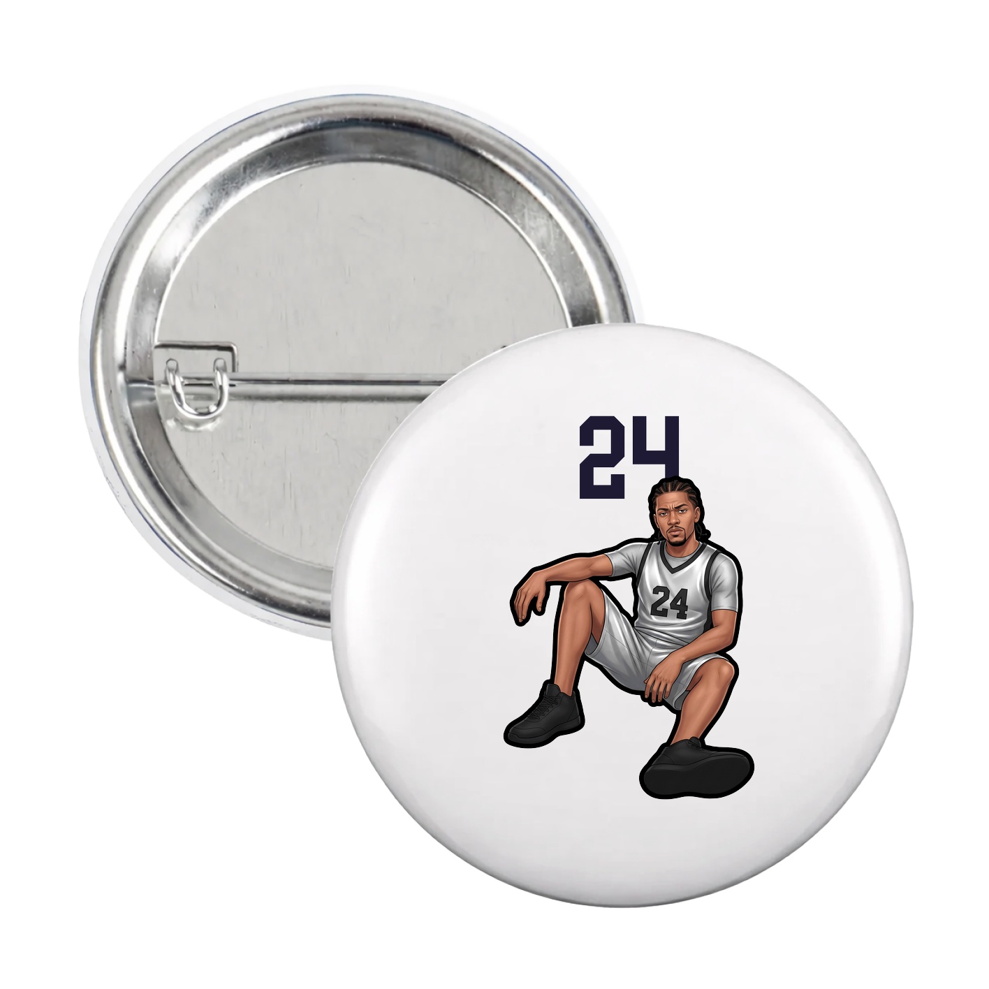 Game Day Button — Number Top in White