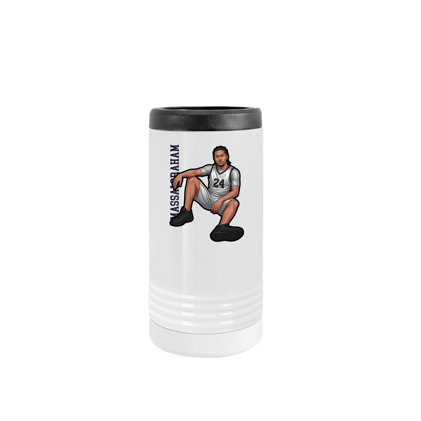 Slim Beverage Holder — Name Vertical in White