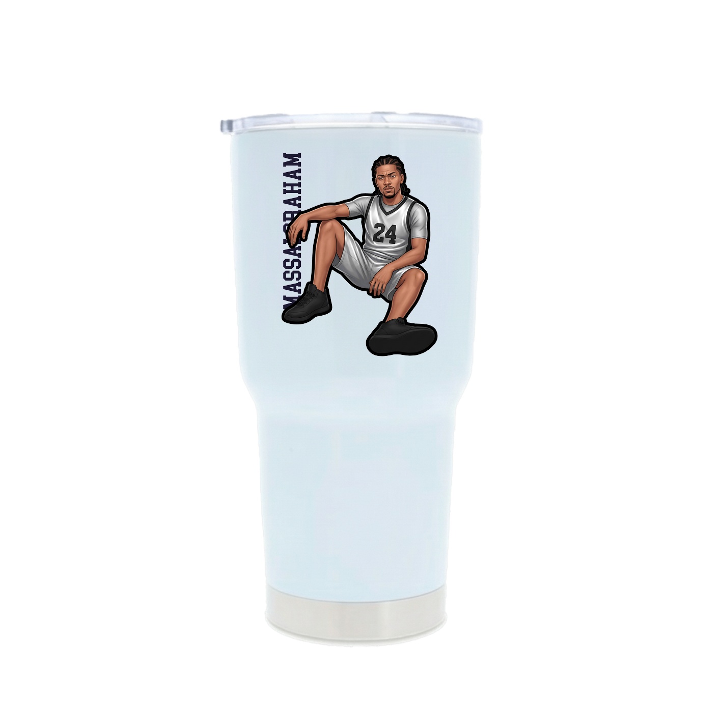 30oz Stainless Steel Tumbler — Name Vertical in White