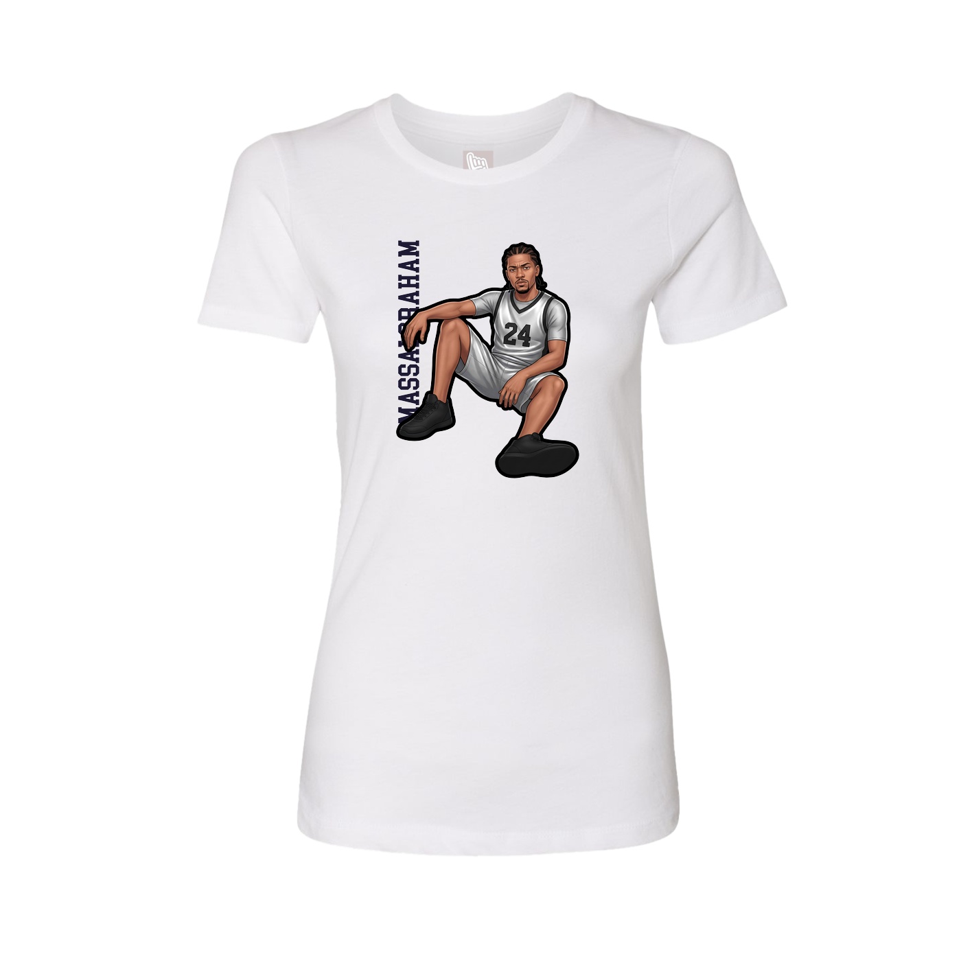 Womens Tee — Name Vertical in White