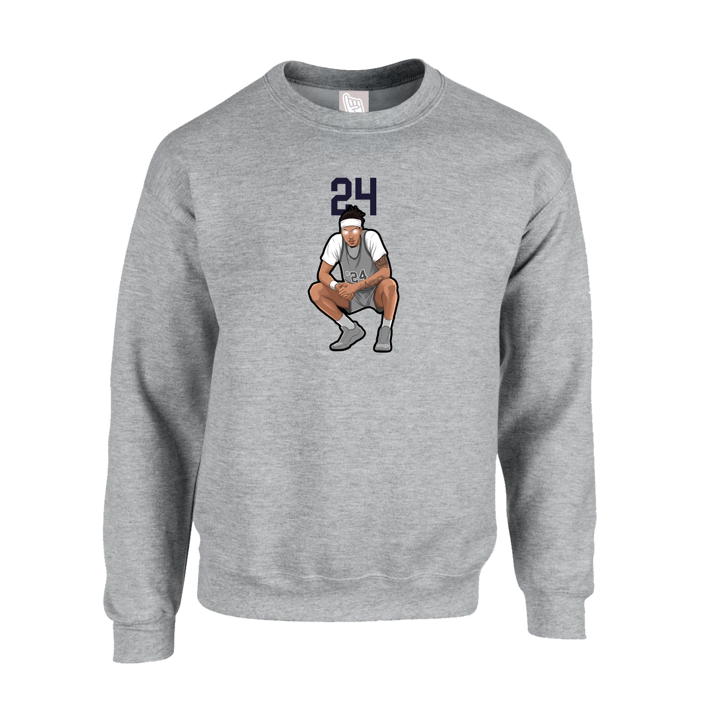 Fleece Crew — Number Top in Grey