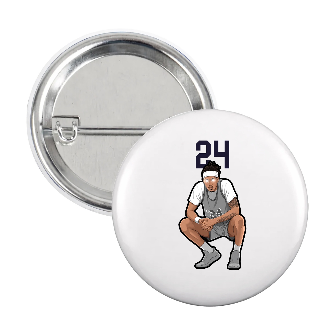 Game Day Button — Number Top in White