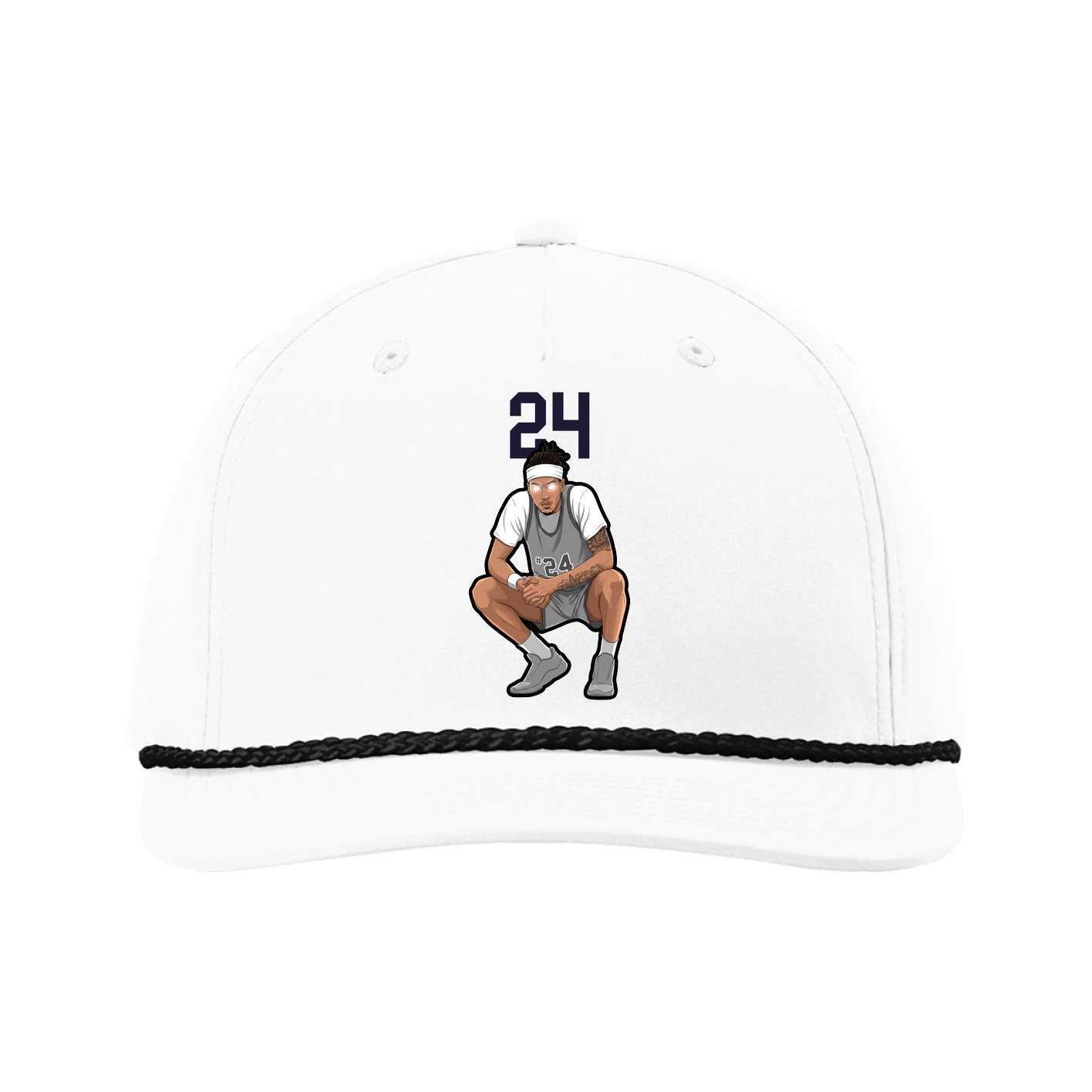 Five-Panel Classic Rope Cap — Number Top in White