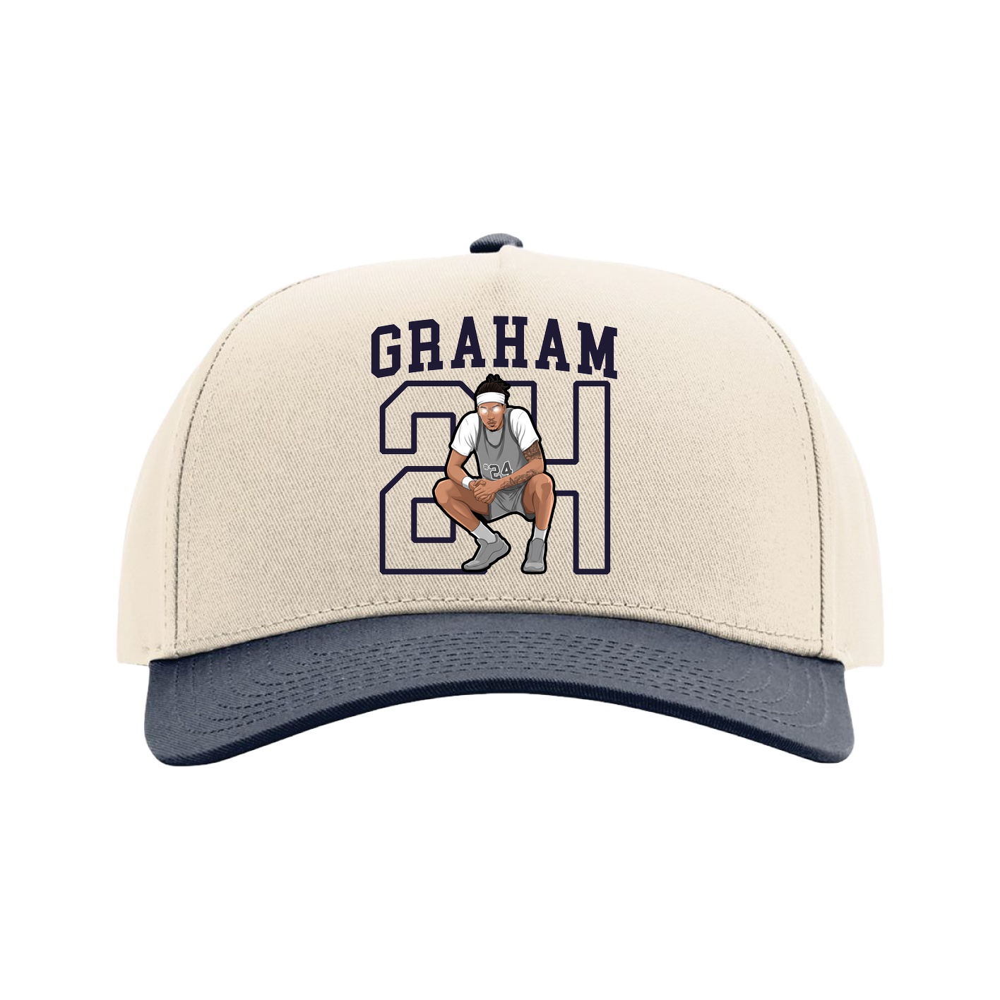 Full Fabric Five-Panel Champ Cap — Shirsey in Cream/Navy
