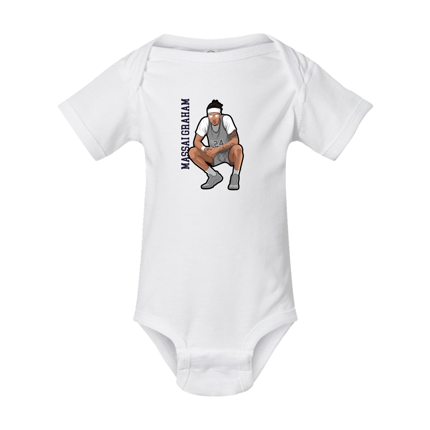 Baby Onesie — Name Vertical in White