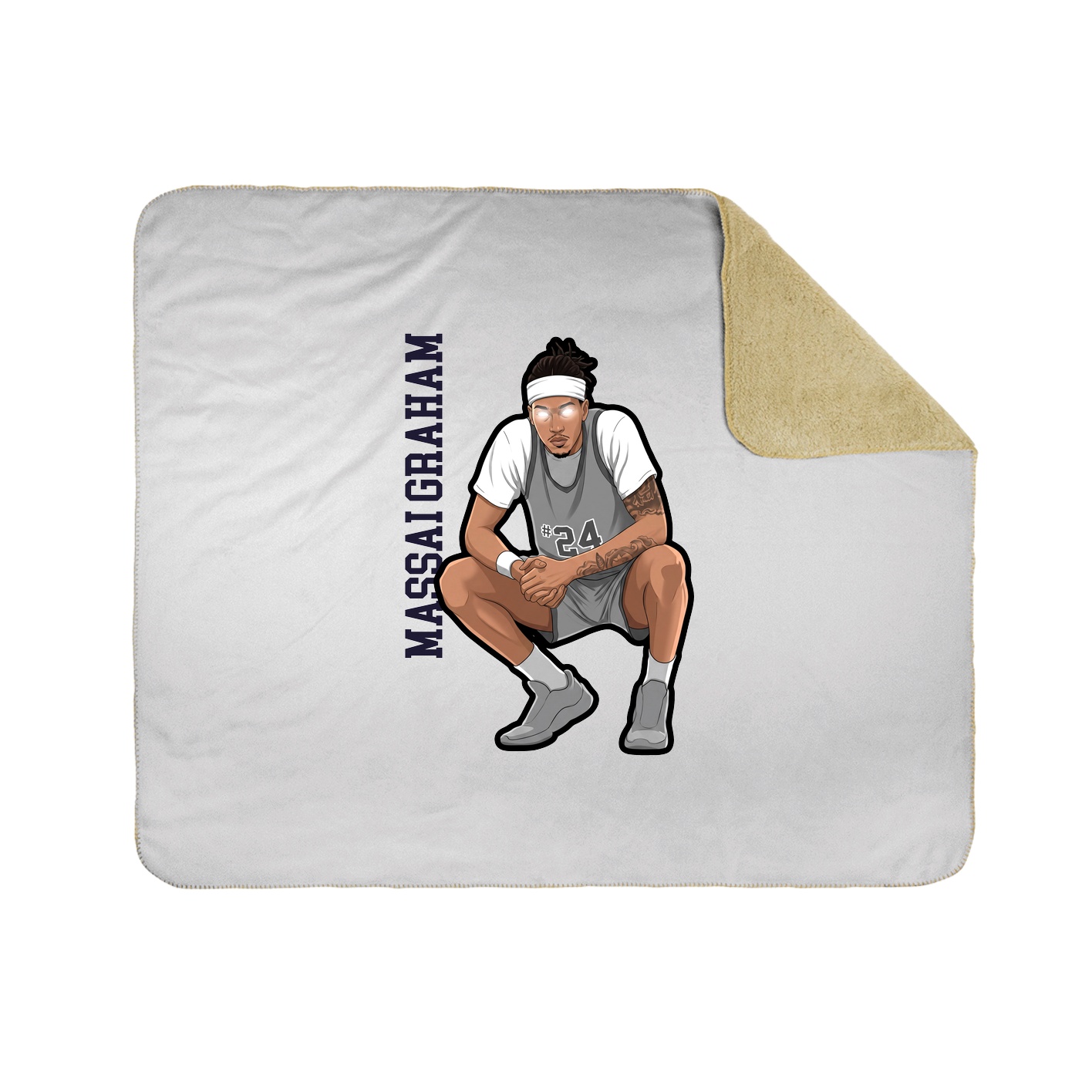 Throw Blanket — Name Vertical in White