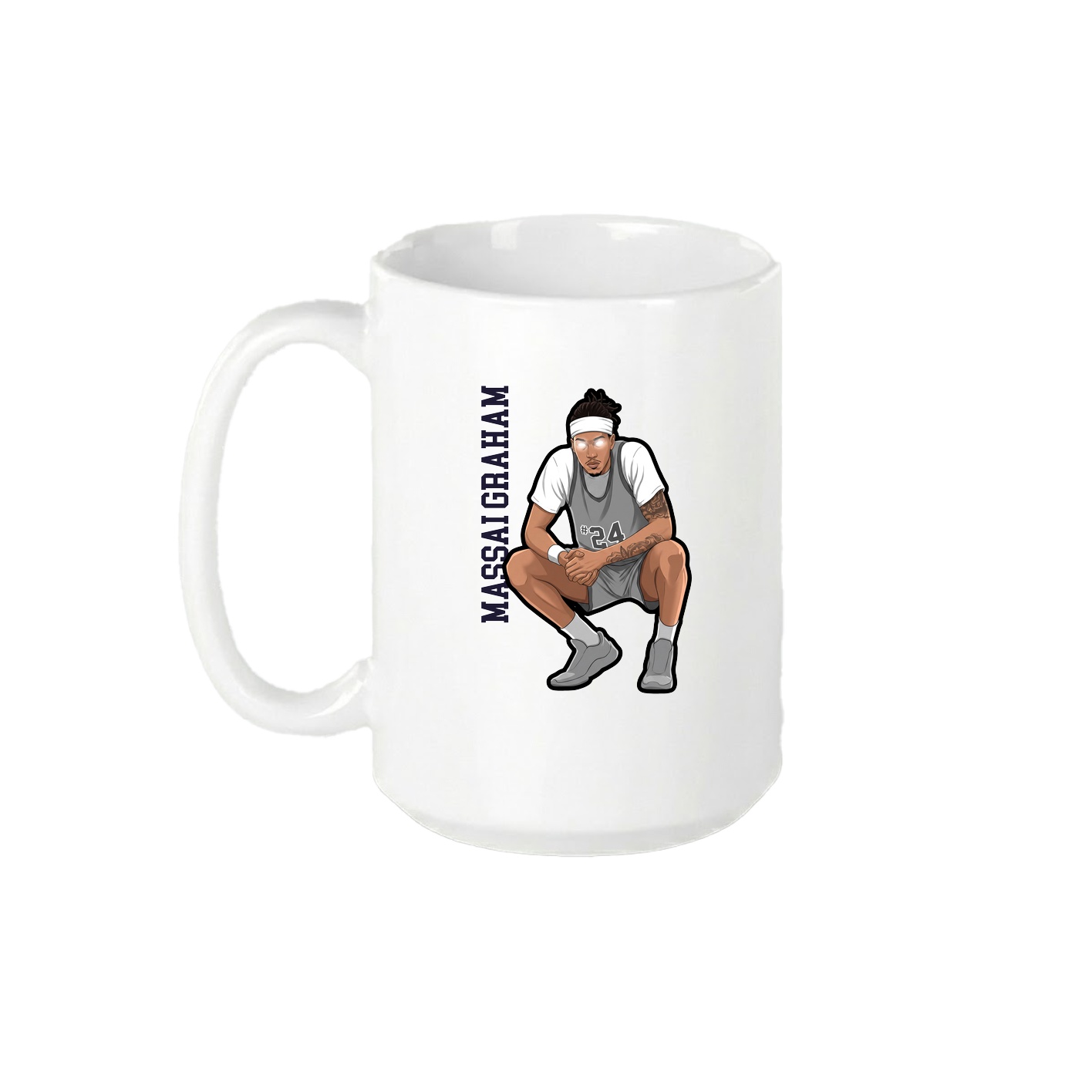 15oz Coffee Mug — Name Vertical in White