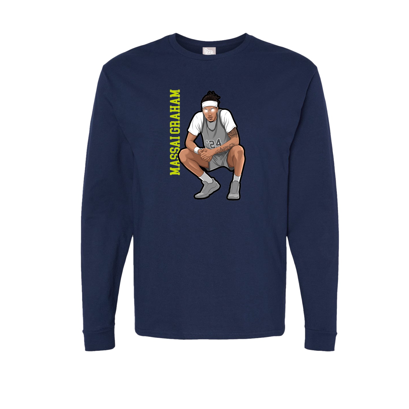 Long Sleeve Tee — Name Vertical in Navy