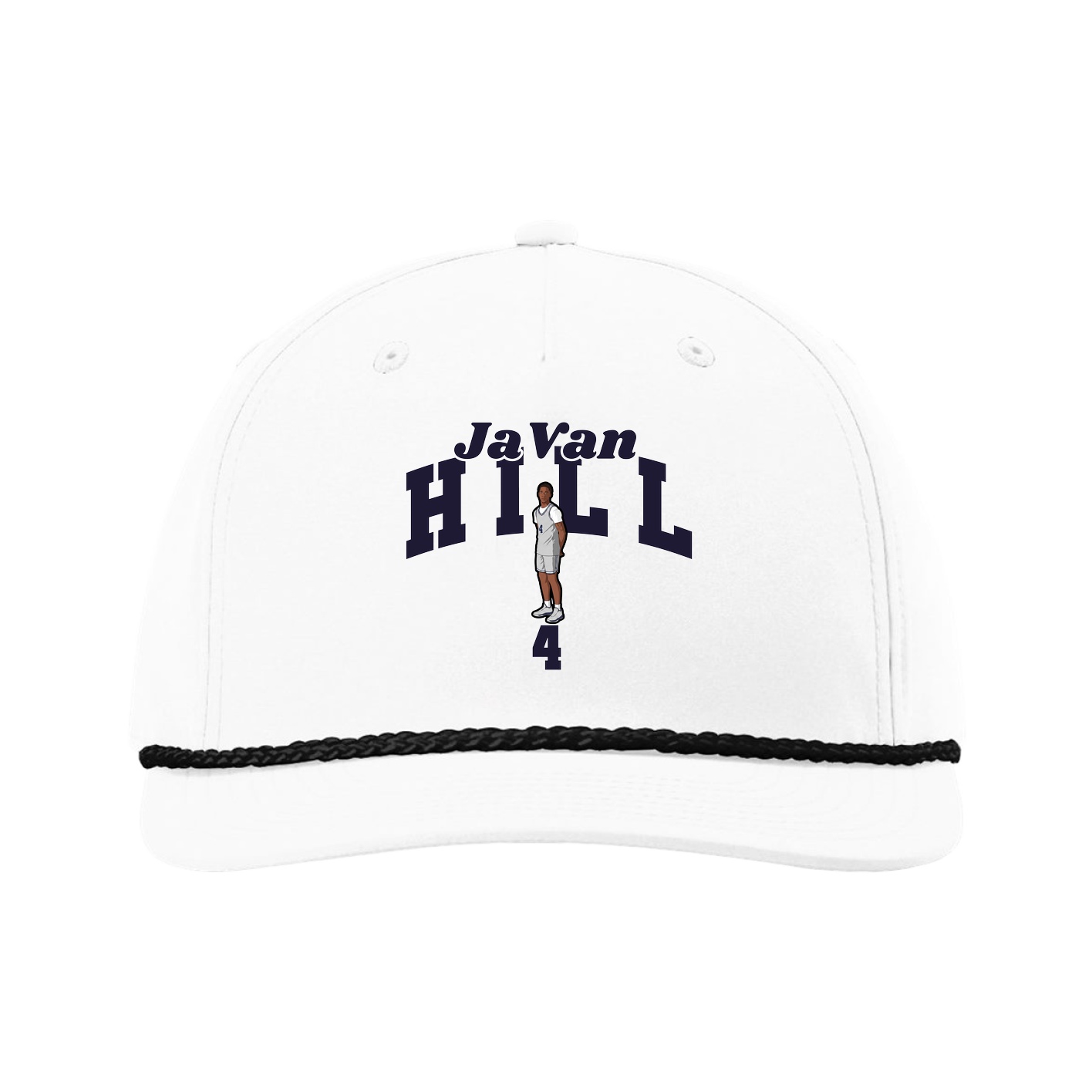 Five-Panel Classic Rope Cap — Signature Arch in White