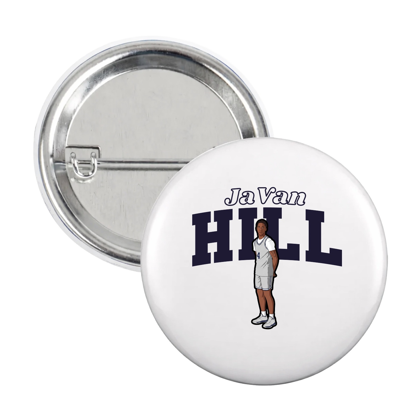 Game Day Button — Name Arch in White