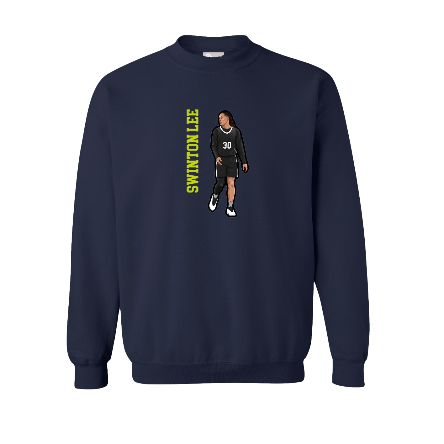 Fleece Crew — Name Vertical in Navy