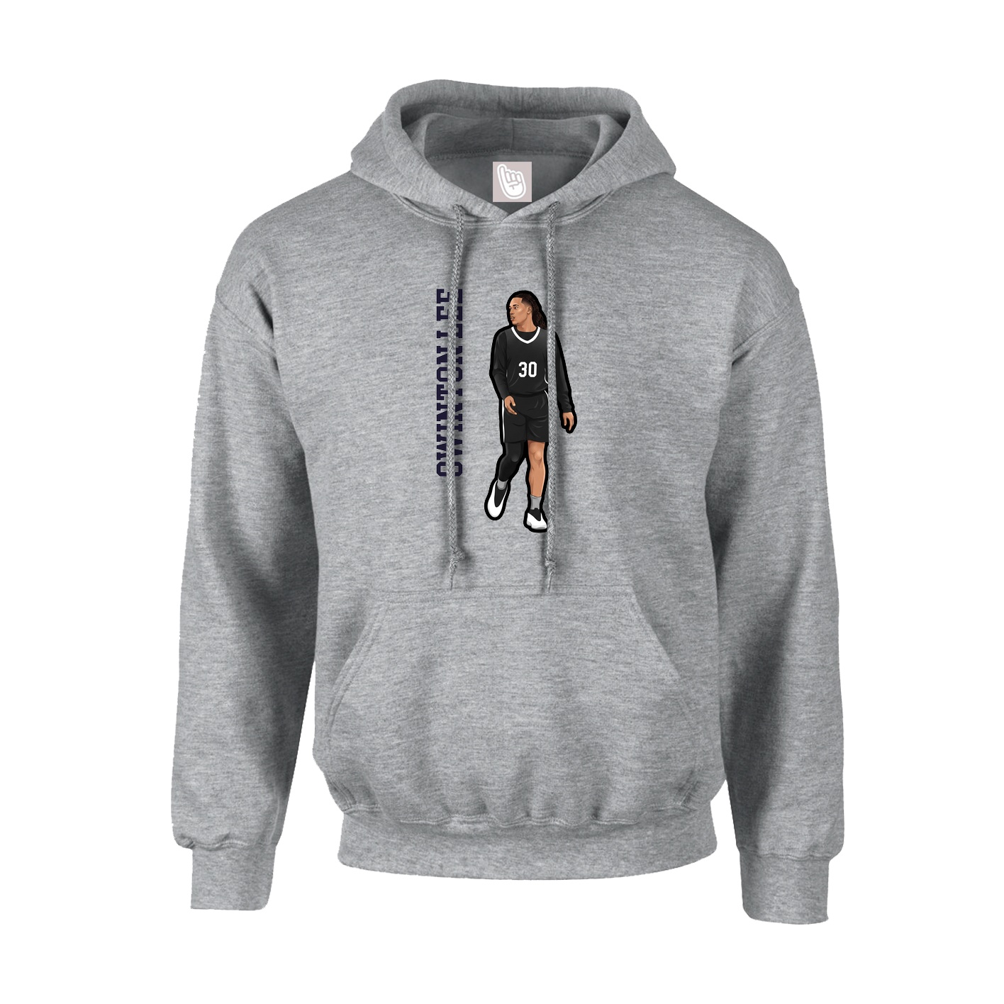 Youth Hoodie — Name Vertical in Grey
