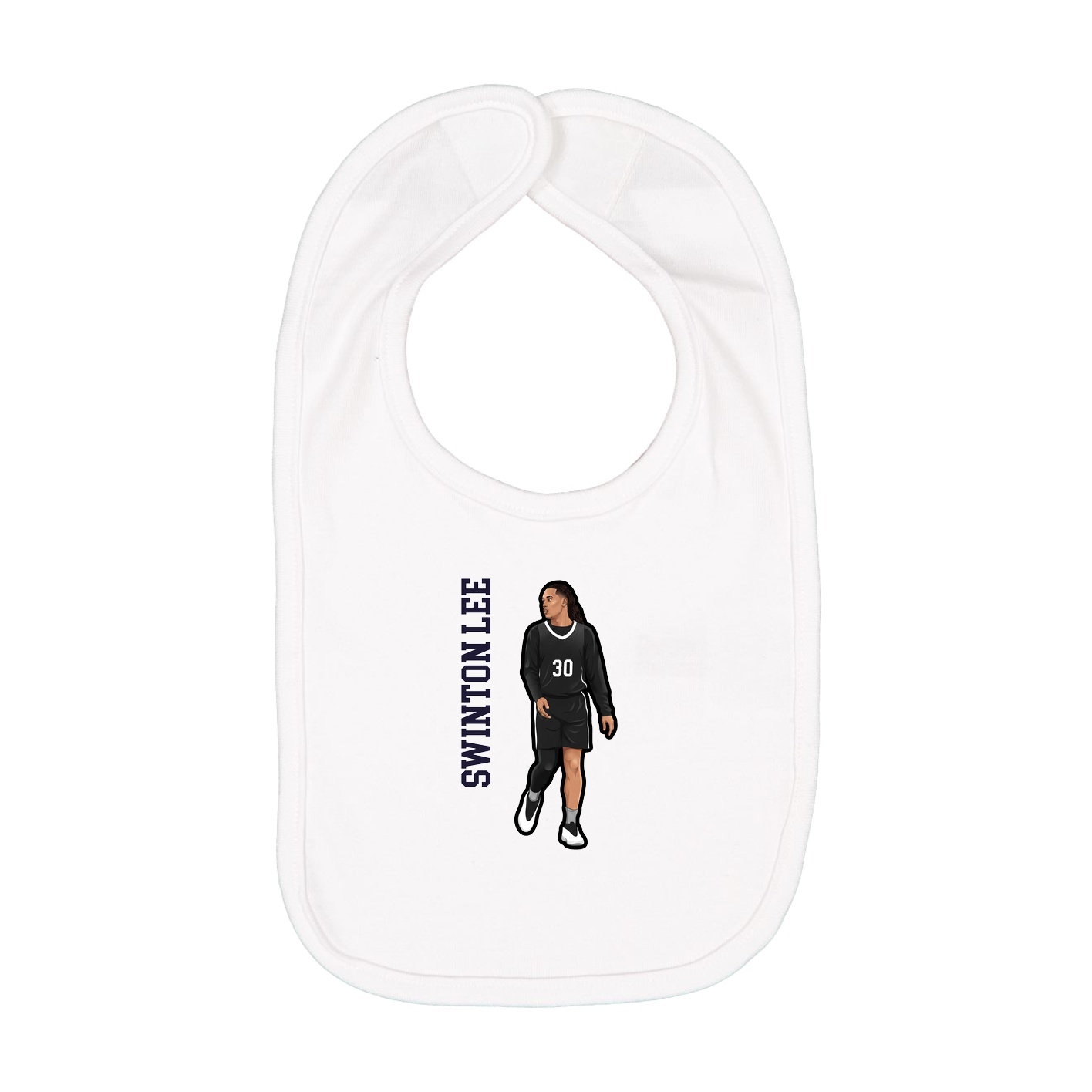 Infant Bib — Name Vertical in White