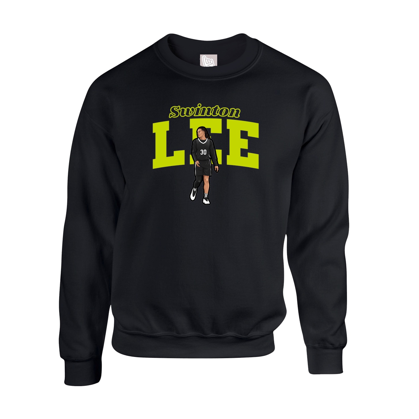 Fleece Crew — Name Arch in Black